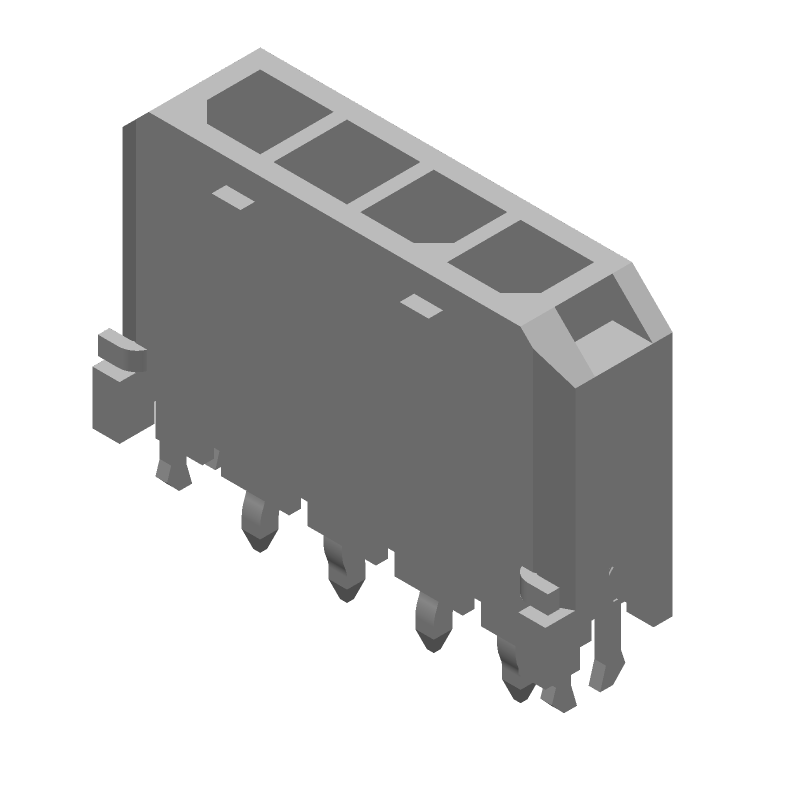4 Pos 1 Row Male Header, 3mm Pitch, 600V, 5A, Tin