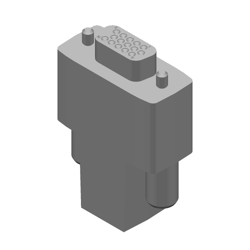 15 Pos Female D-Sub Connector, Shielded, Metal, Straight