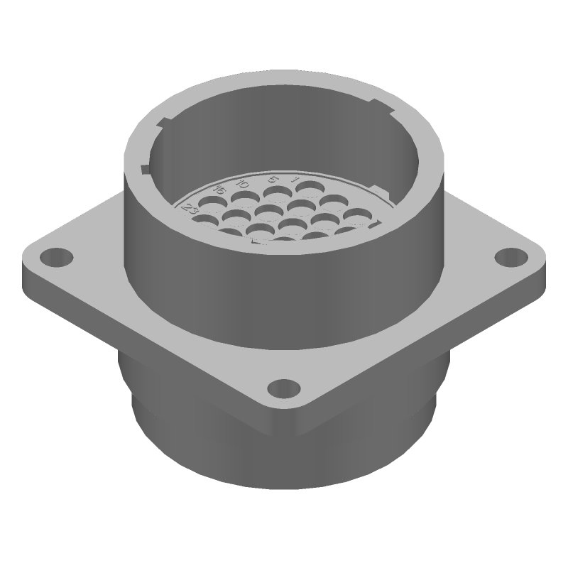 37 Pos Crimp Receptacle, 600V, IP65, Nylon/Glass