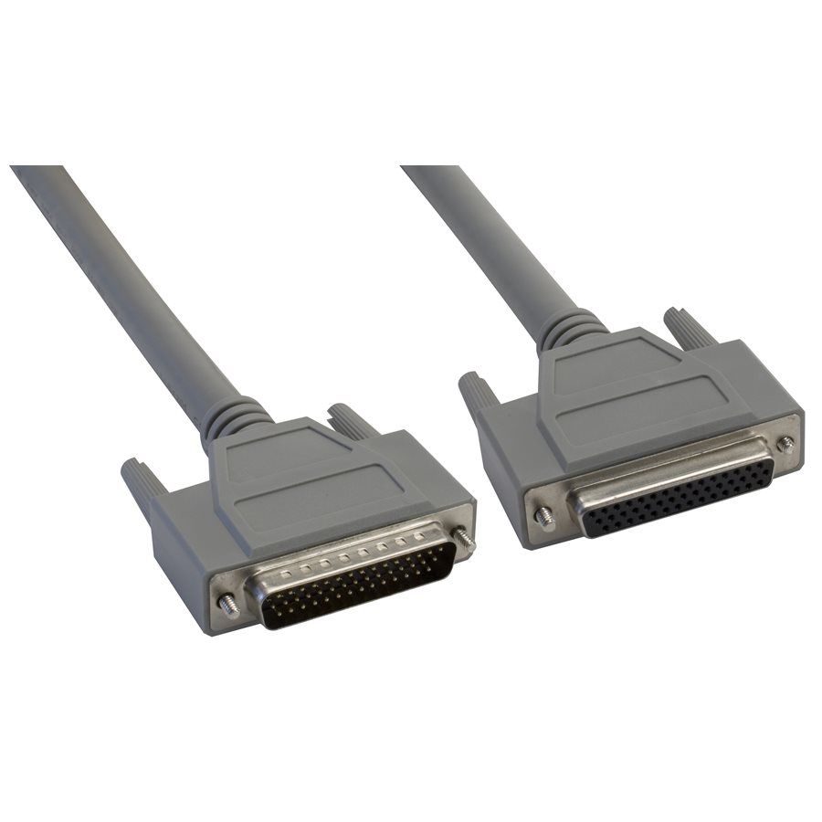 44 Pos Shielded Cable Assembly, Receptacle to Plug, 5ft, Grey