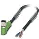 Sensor/actuator cable, 6-pos., PUR halogen-free black, shielded, free conductor end on angled M8 socket, cable length: 10 m