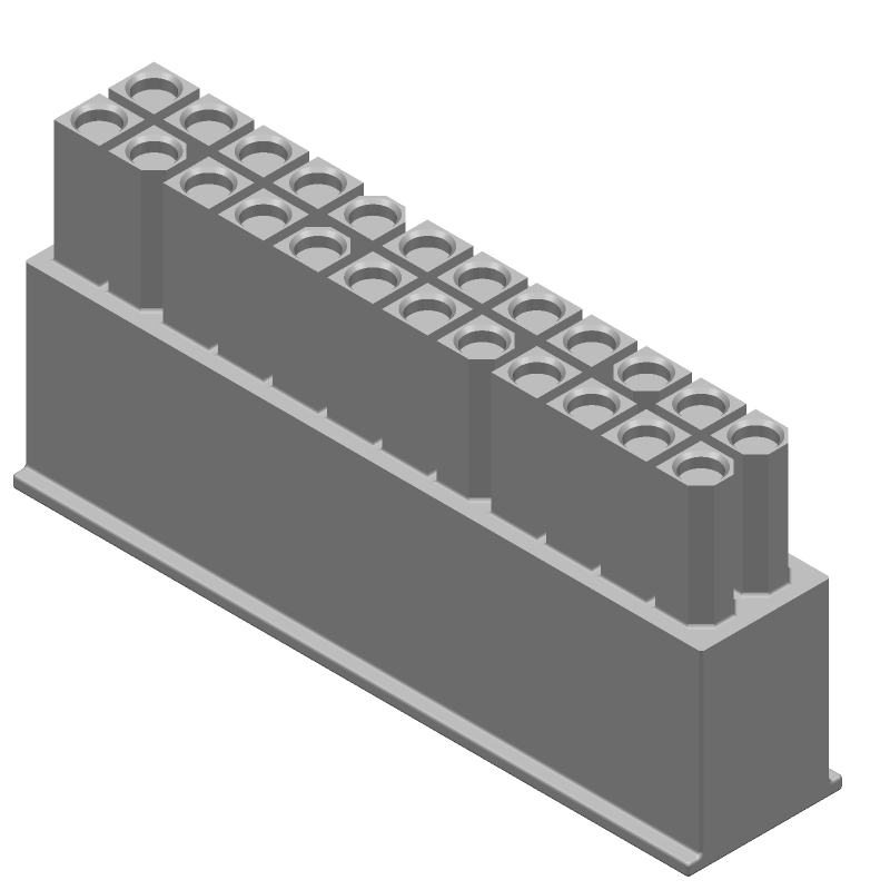 24 Pos Male Plug Housing, 9.5A, 600V, UL94 V-0, White