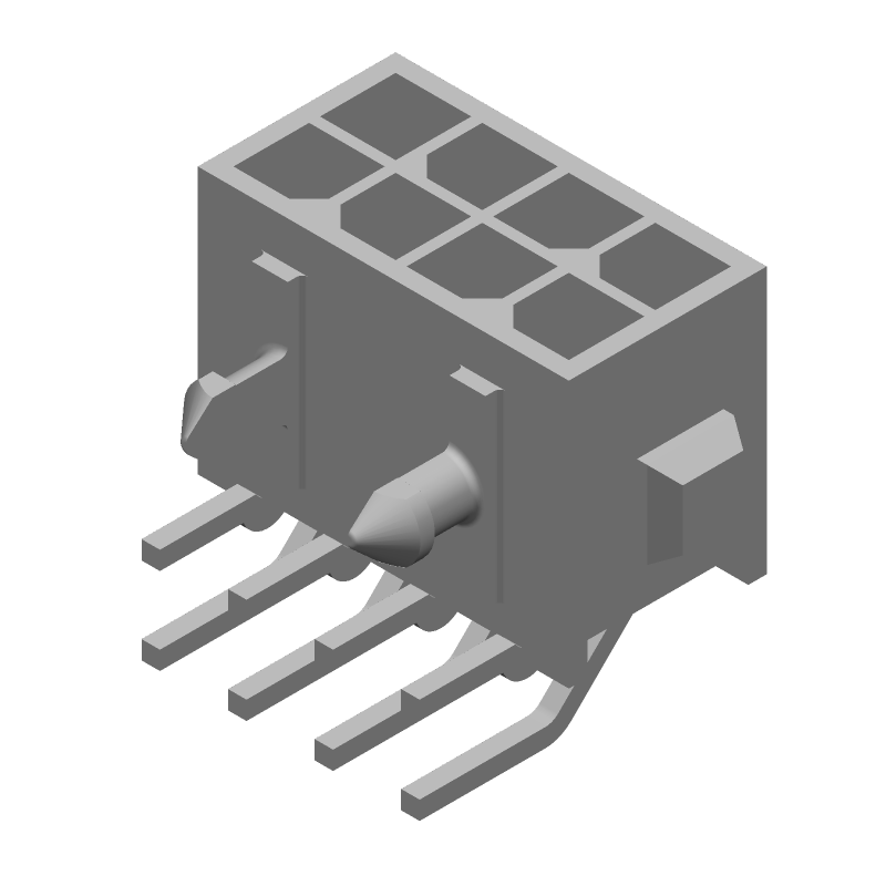 8 Pos Power Connector, Wire-to-Board, Right Angle, 5A, 250V, Tin