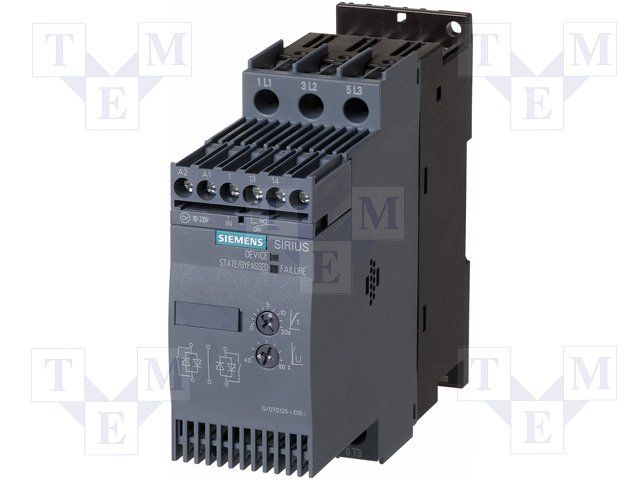 SIEMENS 3RW3026-1BB14 SOFTSTARTER, S0, 25A, 11KW/400V, 480VAC