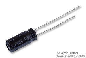 Cap Aluminum Lytic 1.5uF 50V 20% (5 X 11mm) Radial 2.5mm 22mA 2000h 105°C Ammo