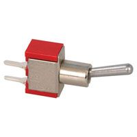 RED SINGLE POLE SINGLE THROW PCB MOUNT MINIATURE TOGGLE SWIT