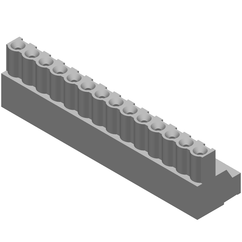 14 Pos 5mm RA Terminal Block, 15A, 300V, Wire-to-Board, Green