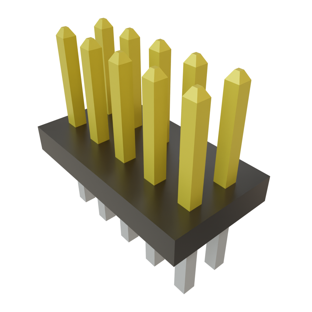 1.27mm Pitch 10 Pos 2 Row Unshrouded Header, Male Pin, Gold Contact