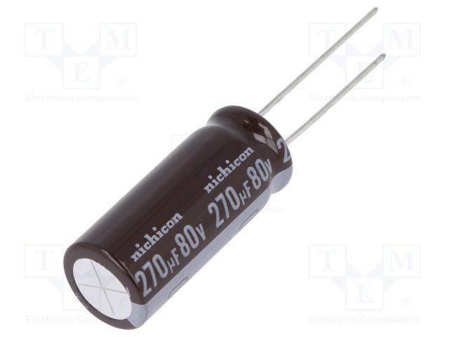 270uF 80V 20% Aluminum Electrolytic Capacitor Radial 5mm 667mA 105C