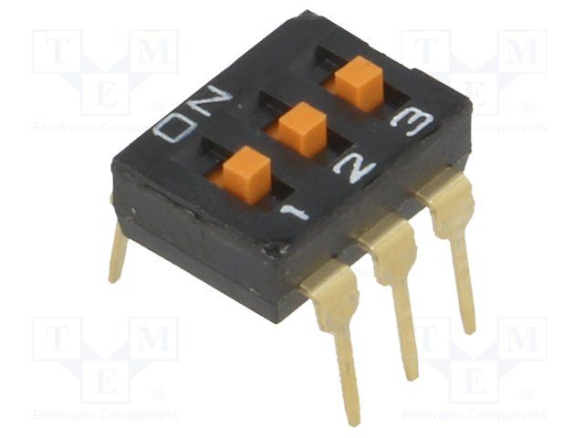 Slide DIP Switch, SPST, 25mA, 24VDC, Through Hole