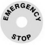 EMERGENCY STOP LABEL 90MM YLW