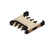 6 Pos Micro SIM Card Socket, RA SMD, Gold, 2.45mm Pitch