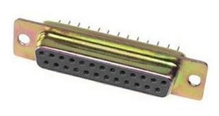 D Subminiature Connector, 25 Contact(s), Female, Solder Terminal, Hole .112-.124, Receptacle, ROHS COMPLIANT