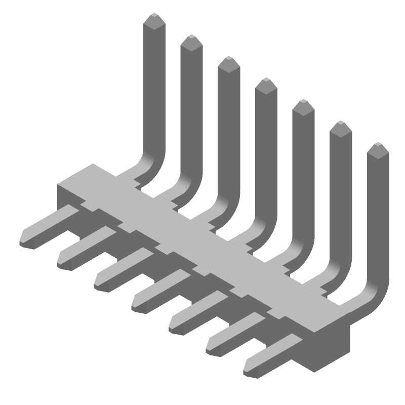 7 Pos 1 Row RA Header, 2.54mm Pitch, Solder, 4A, 250V