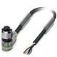 Sensor/actuator cable, 4-position, PUR halogen-free, black-gray RAL 7021, free cable end, on Socket angledM12, A-coded, with 3 LEDs, cable length 10 m