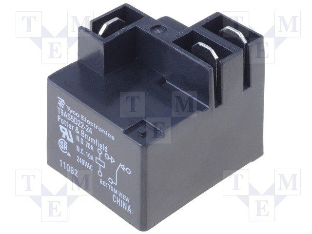 SPDT Power Relay, 24VDC Coil, 10A/28VDC Contact, Panel Mount