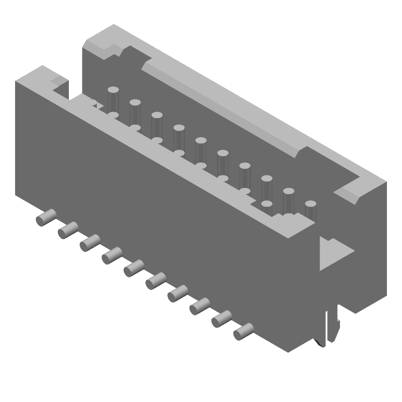 20 Pos 2 Row 1.27mm Pitch Male Header, 4A, Gold/Tin, SM