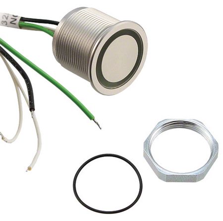 Piezo Switch, SPST, 100mA, 42VDC, LED, Panel Mount