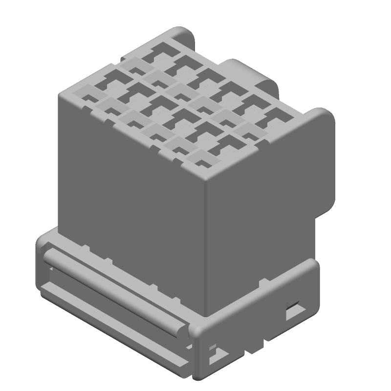 12 Pos PBT Signal Rectangular Connector, Black, Crimp