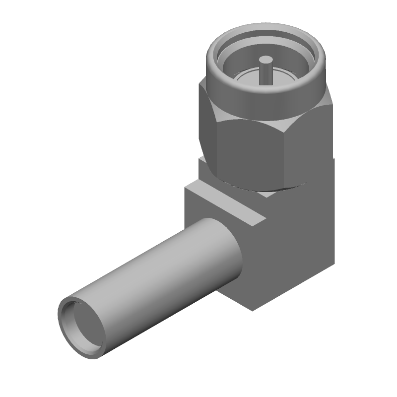 SMA RF Connector, 12.4GHz, 50R, Crimp, RA, Cable Mount, Gold