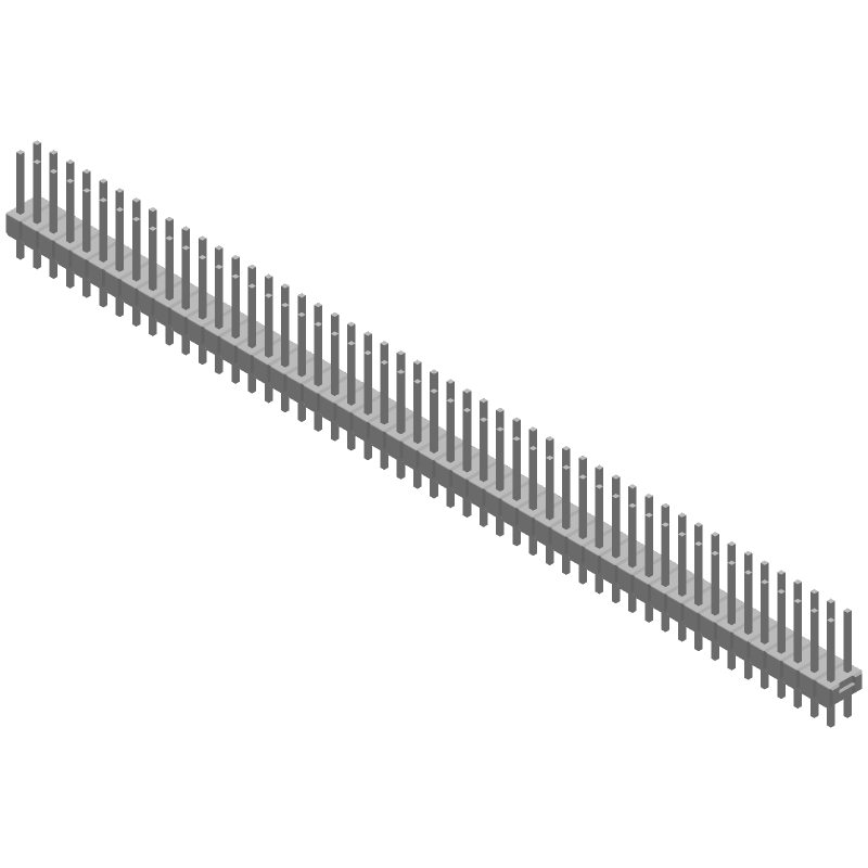 100 Pos 2.54mm Straight Header, Male Pin, Gold, Thru-Hole