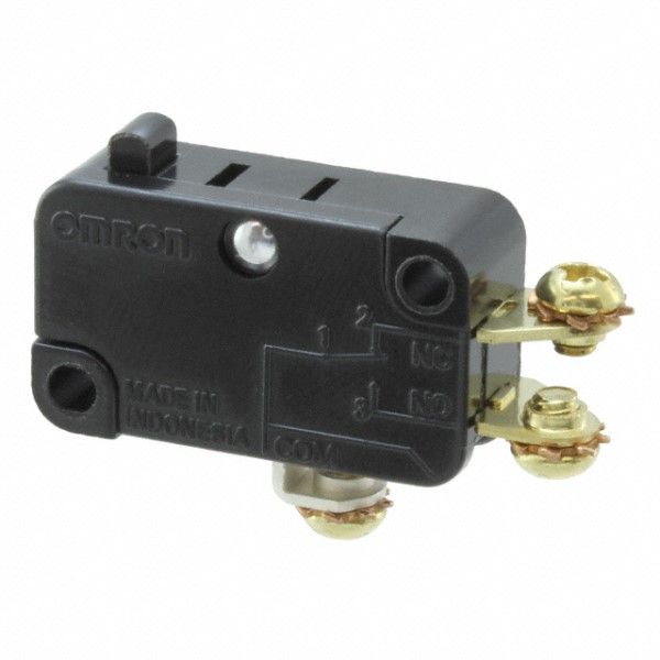 15A SPDT Snap Action Switch, 250VAC, Screw Term, Pin Plunger