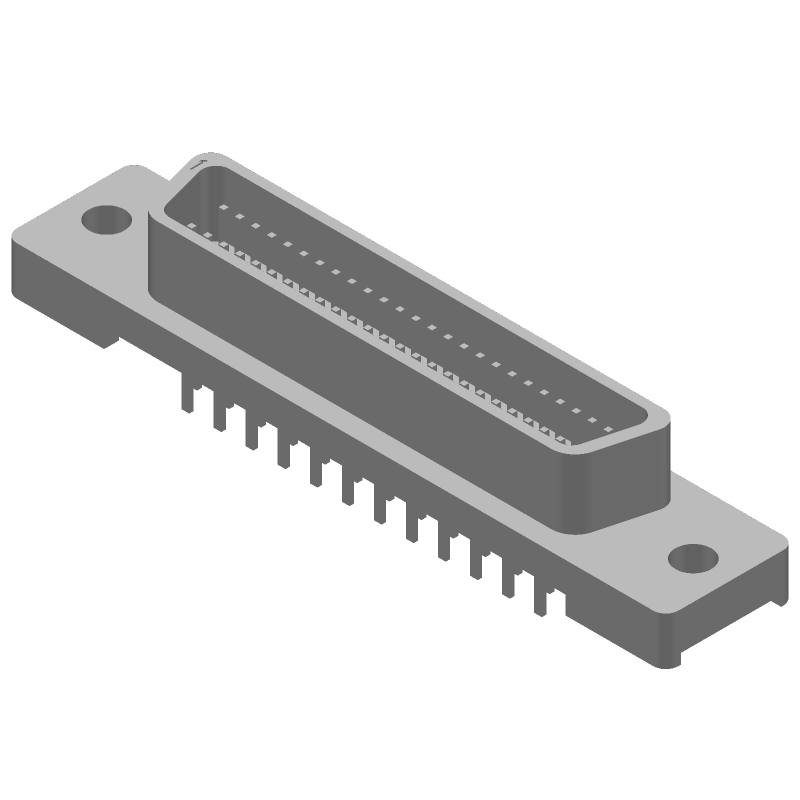 50 Pos Signal Plug, Straight, Shielded, 30V, Through Hole