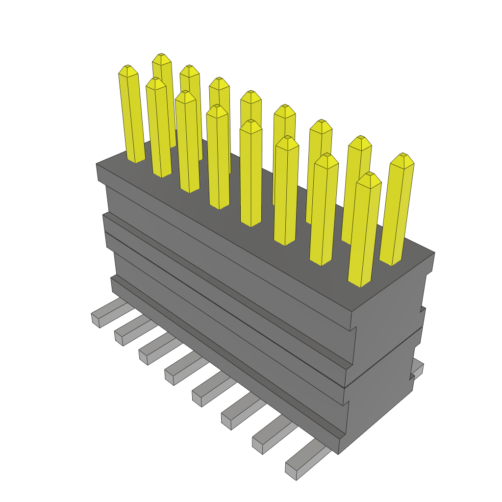 16-Contact 2-Row Shrouded Header, 1.27mm Pitch, Gold Plating, Solder Termination