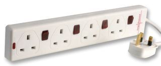 EXTENSION LEAD, 4 GANG, INDIV-SW, 2M