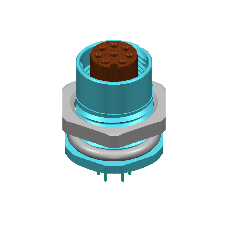 M12 SPEEDCON 8-Pos Socket, Shielded, Solder, 2A, 30V