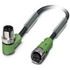 Sensor/actuator cable, 3-position, PUR halogen-free, black-gray RAL 7021, Plug angled M12 SPEEDCON, A-coded, on Socket straight M12 SPEEDCON, A-coded, cable length 0.3 m
