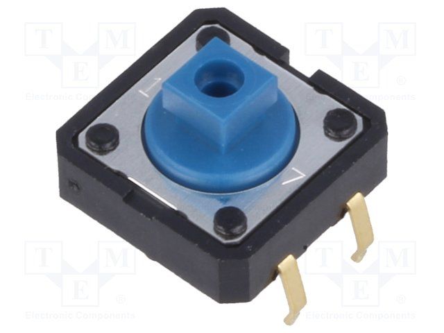 Tactile Switch SPST 50mA 24VDC 1.27N Thru-Hole PC Pin Blue Plunger