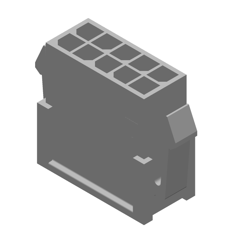 10 Pos Male Pin Rectangular Connector, 250V, 5A, Panel Mount