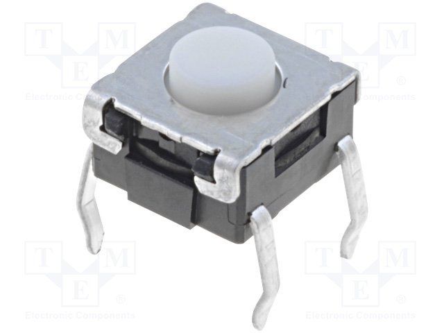 SPST Tactile Switch, 50mA, 24VDC, Through-Hole, White Actuator