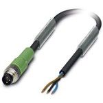 Sensor/actuator cable, 3-position, PUR halogen-free, black-gray RAL 7021, Plug straight M8, on free cable end,cable length 3 m