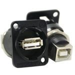 USB-A FF Panel Mount Adapter, Black