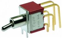 TOGGLE SWITCH, SPDT, LATCHED AND MOMENTARY, 0.02A, 20VDC, THROUGH HOLE-RIGHT ANGLE, ROHS COMPLIANT