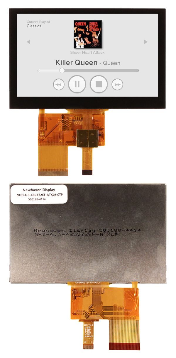 4.3in TFT 480x272Pixels 24 Bit Digital 340cd/m2 LED Backlight -20°C to 70°C 46-Pin