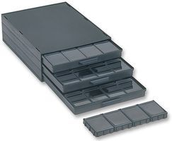 Storage Cabinet, 3 Drawer, Black, ESD, Conductive Plastic, 15mm x 267mm x 355mm