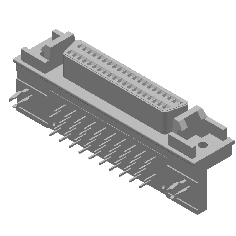 40 Pos 2 Row RA Receptacle, Shielded, Gold/Bronze, 1A, 30V