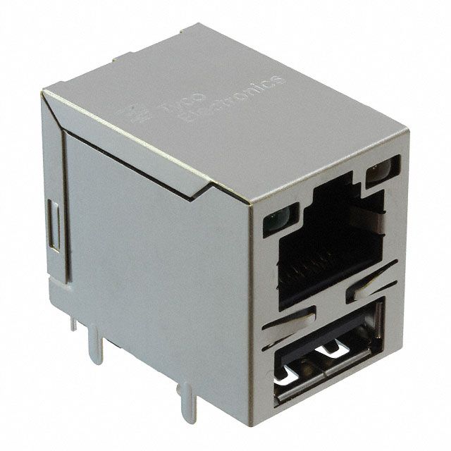 Shielded USB-A Connector, 4 Pos, 2 Port, Right Angle, Solder