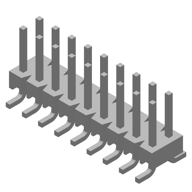 18 Pos 2.54mm HDR, Male Pin, 3A, Gold, Straight, SMD/SMT