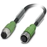 Sensor/actuator cable, 5-position, PUR halogen-free, black-gray RAL 7021, shielded, Plug straight M12, A-coded,on Socket straight M12, A-coded, cable length 8 m
