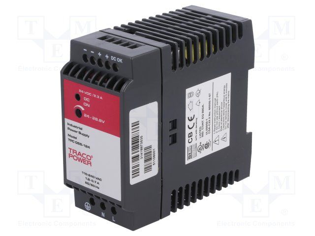 TRACOPOWER   TPC 055-124   POWER SUPPLY, AC/DC, 2.3A, 24V, 55W