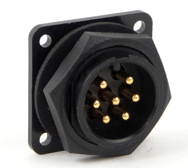 Standard Circular Connector 3P MALE METAL PNL MT #20 SOLDER CUP KEY E