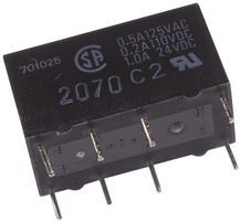 12VDC DPDT Relay, 2A, 960 Ohm, THT, PCB Mount