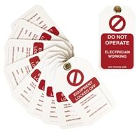 10 x 'Do Not Operate, Electrician Working, Equipment Locked Off' Lockout Tag