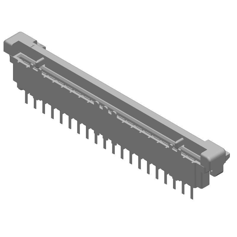 20 Pos FFC/FPC Connector, 2.54mm Pitch, Solder, Thru-Hole