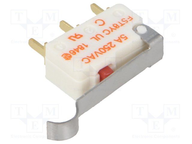 Micro switch 5 AAC Roller lever Snap-action switch 1 change-over (CO), F5T8YCUL, Burgess