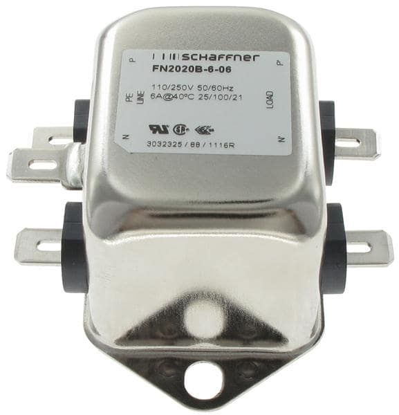 6A 250V 1-Phase Power Line Filter, 1mH Inductance, 150nF Cap